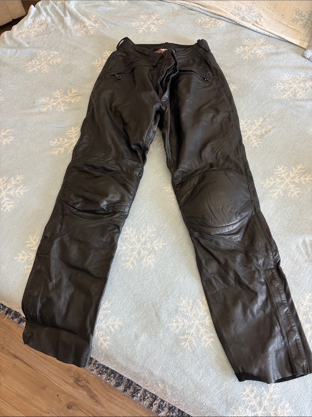 Harley-Davidson Black Leather Riding Pants with Knee Panels